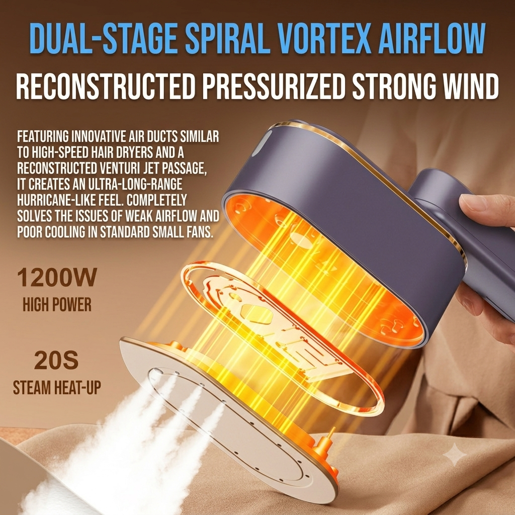 Steam iron  180° Rotating Handheld Steamer - 1200W Professional Fabric Iron